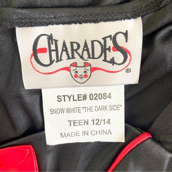 Charades Darkside Snow White Gothic Black Red Mini Dress Costume NEW Teen 12-14 - Picture 5 of 11